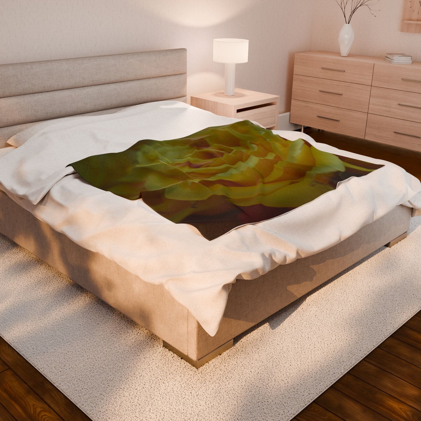 Flowers - Yellow- Velveteen Plush Blanket