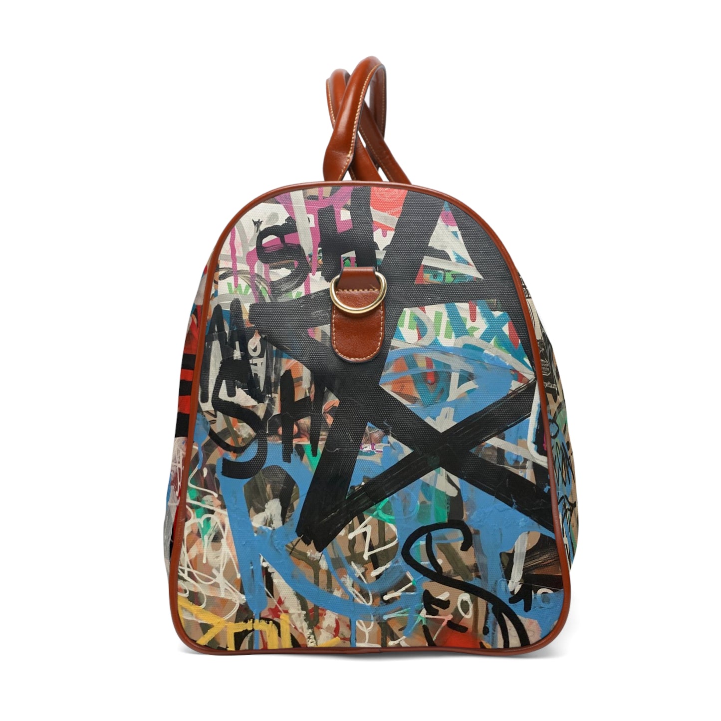 New York New York Graffiti-Print Waterproof Travel Bag — Urban Street Art Weekender Duffel