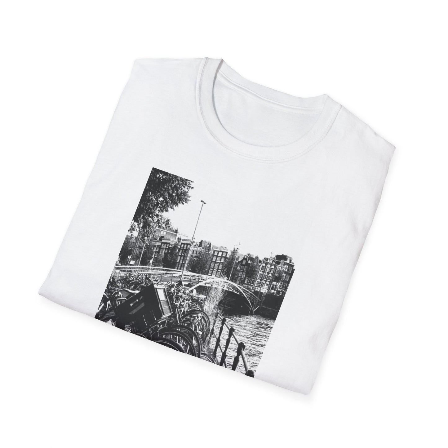 Amsterdam Canal Bike Photo T-Shirt — Black & White Urban Travel Tee