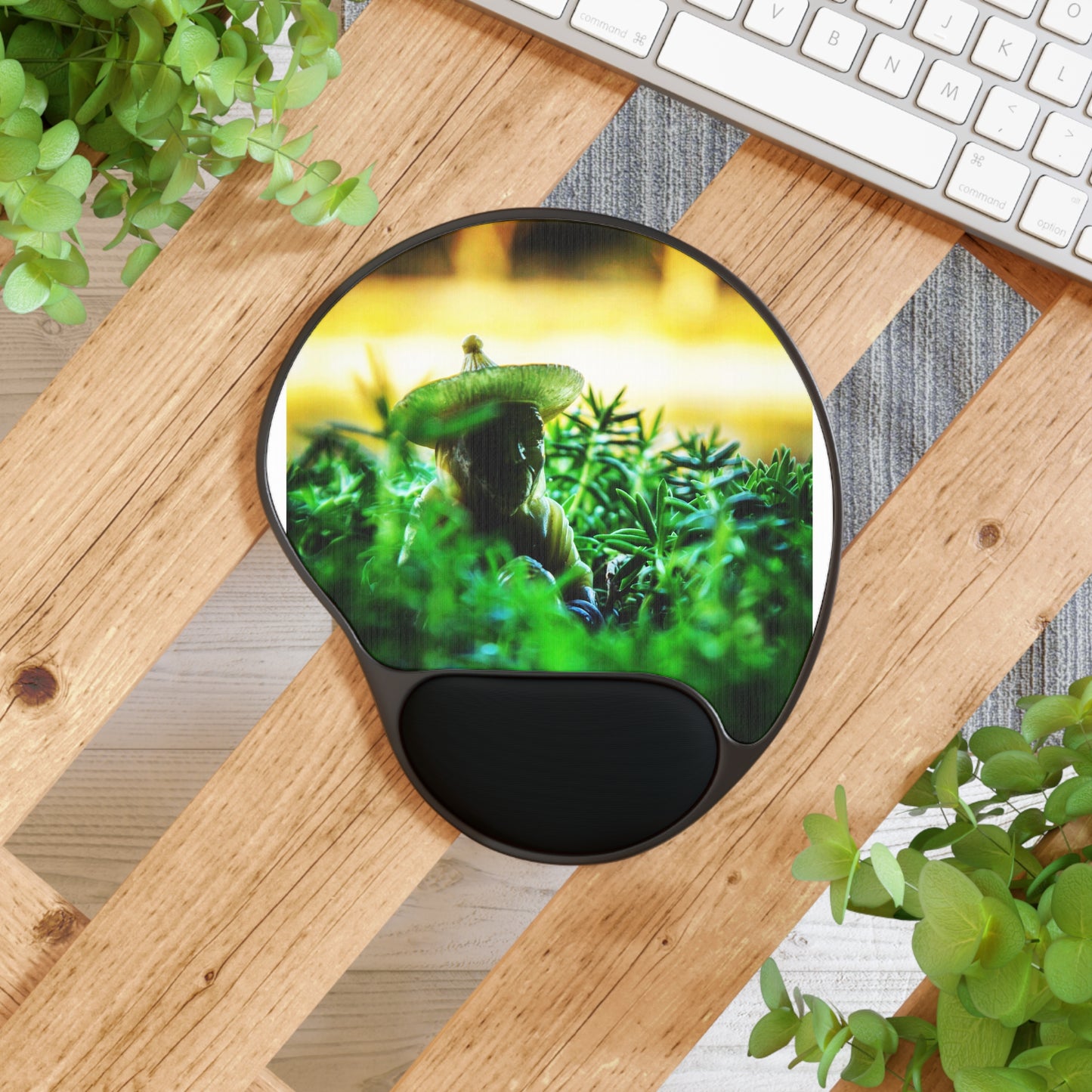 Green Buddha -Mouse Pad With Wrist Rest