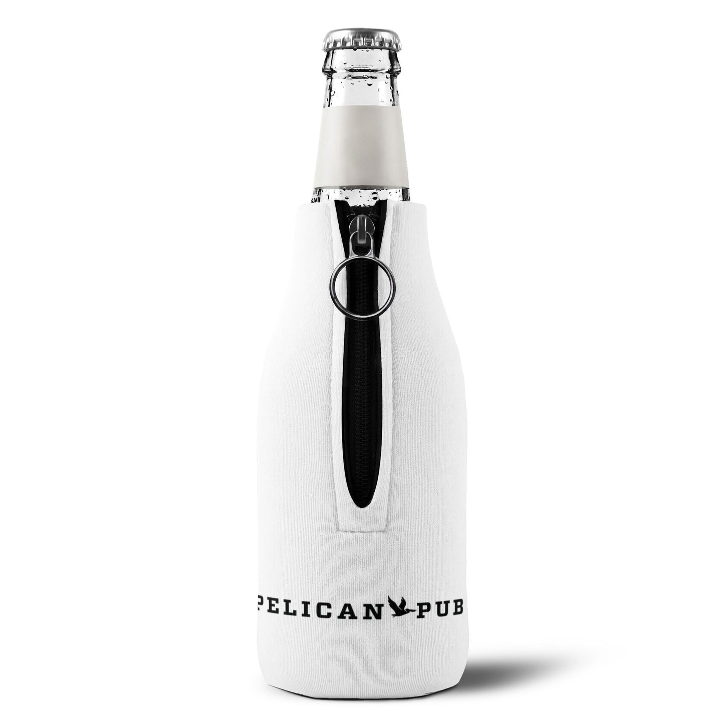 Pelican Pub Beach Pelican Zip-Up Bottle Cooler Sleeve | Can Koozie