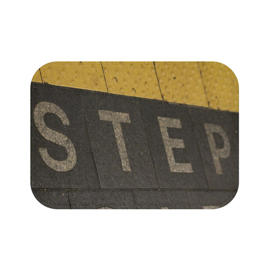 Bath Mat - Vintage 'STEP' Subway Platform Graphic Non-Slip Bathroom Rug