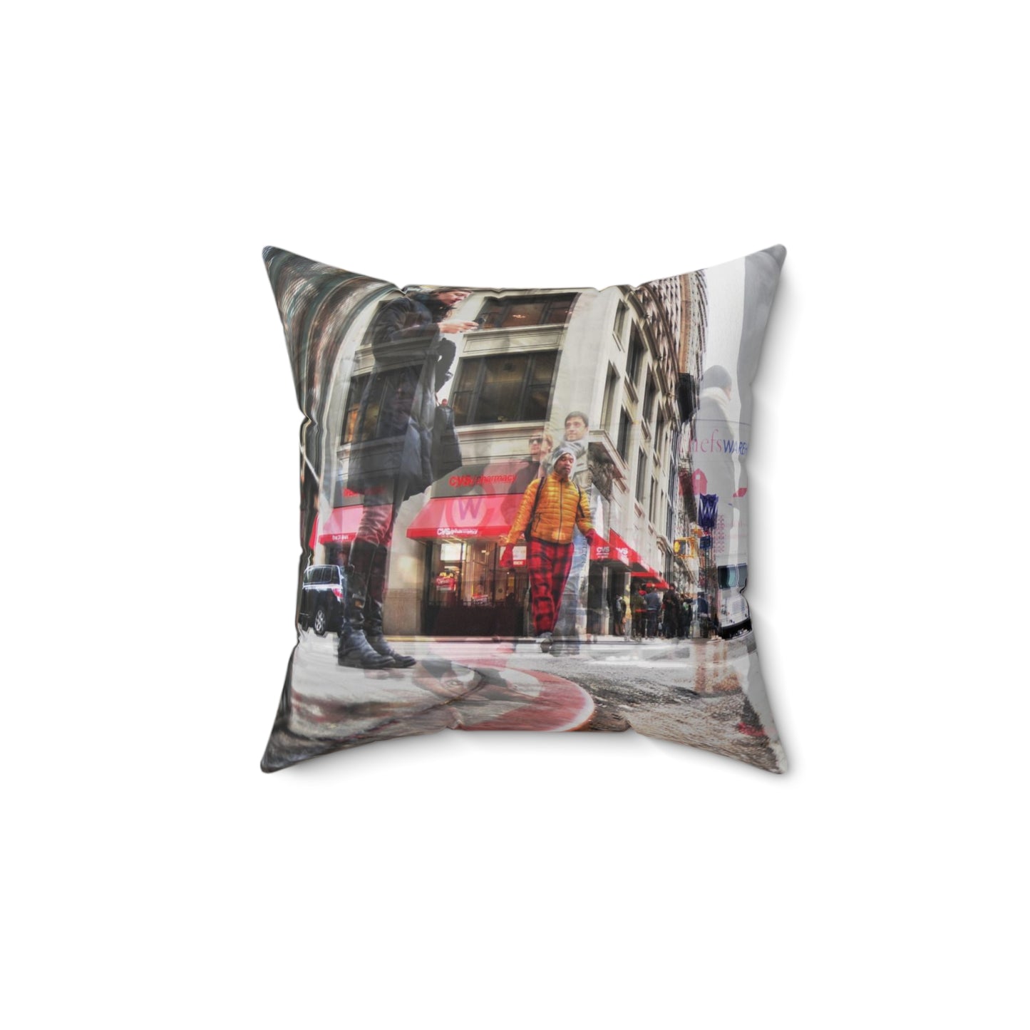Urban Street Scene Decorative Pillow —  NYC City Crosswalk Photography Print