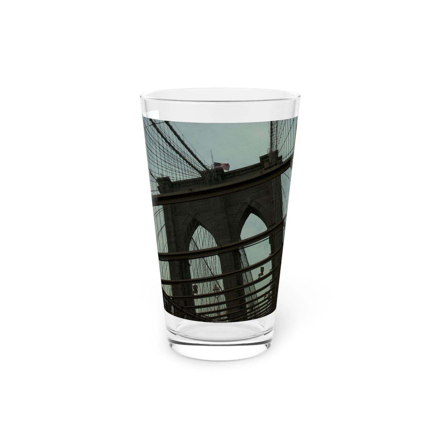 Brooklyn Bridge Photo Pint Glass — 16oz Urban Architecture Beer Glass