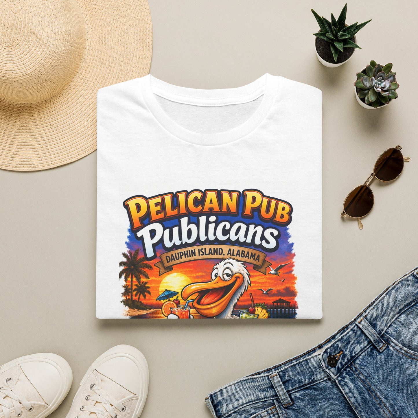 Pelican Pub Publicans T-Shirt | Dauphin Island Alabama Beach Bar Tee