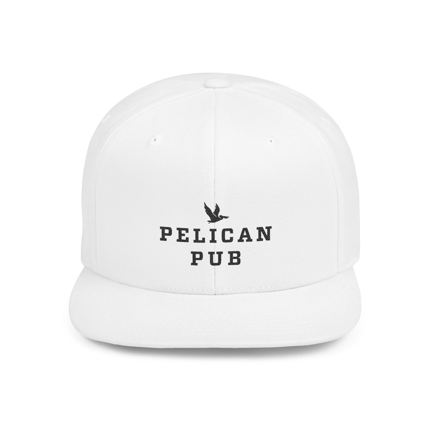 Pelican Pub logo Flat Bill Snapback - Embroidered Pelican Hat