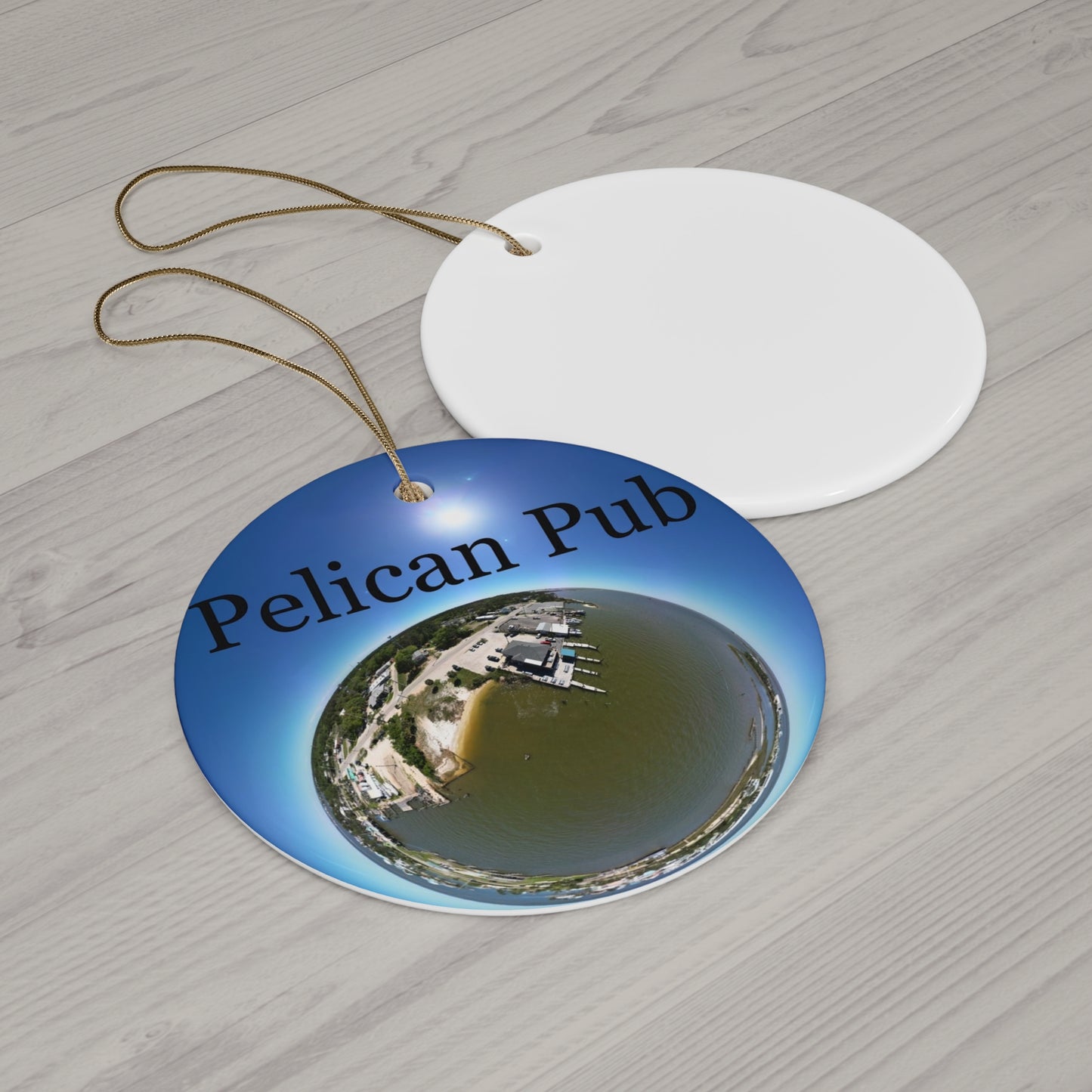Pelican Pub Ceramic Ornament – Round Holiday Keepsake