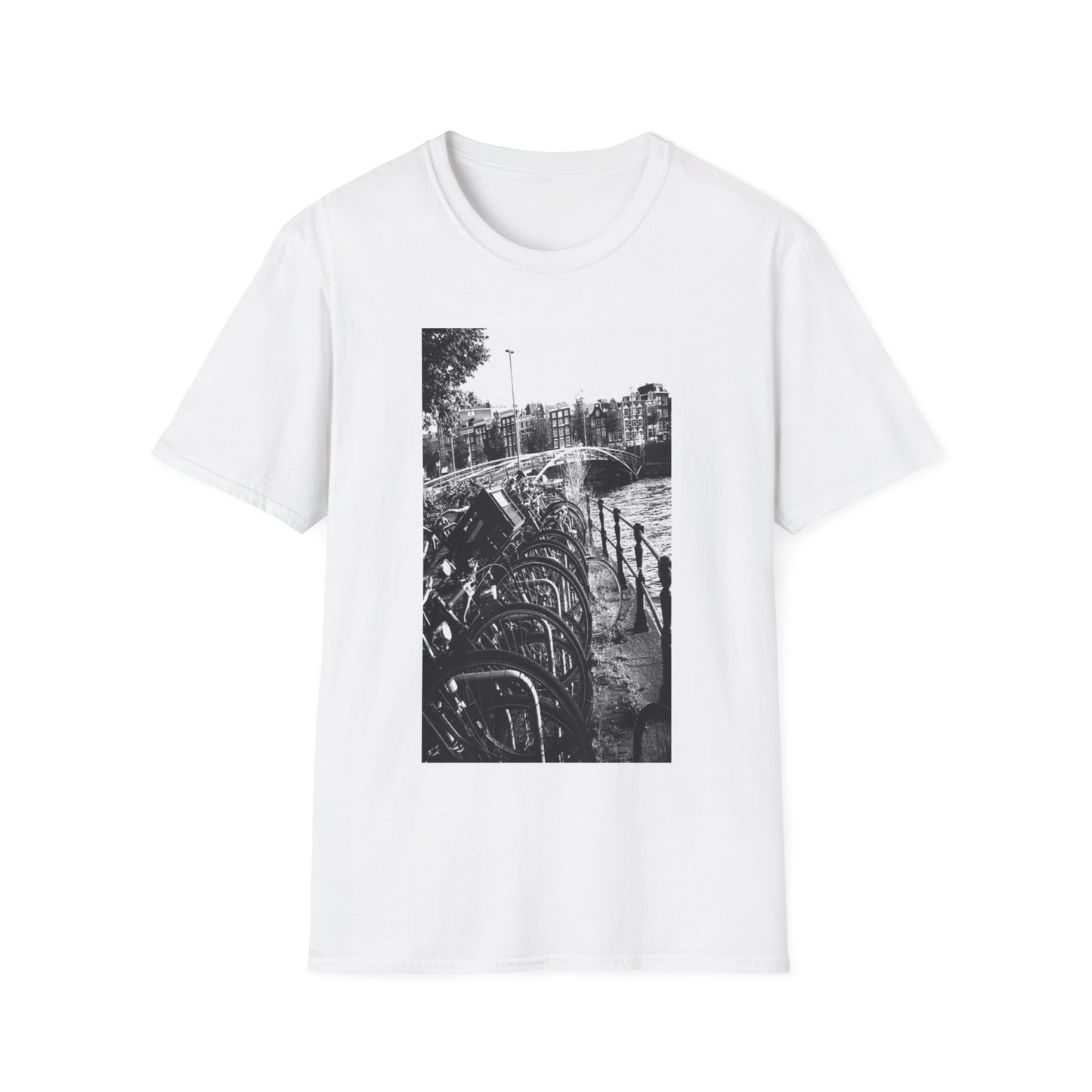 Amsterdam Canal Bike Photo T-Shirt — Black & White Urban Travel Tee