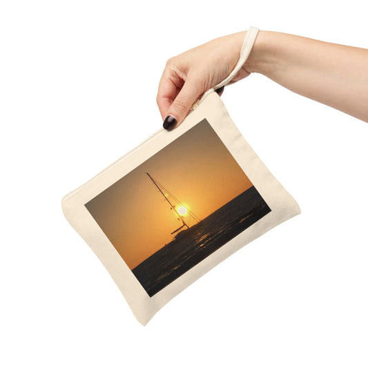 Boat Sunset  Bag- Cotton Zipper Pouch