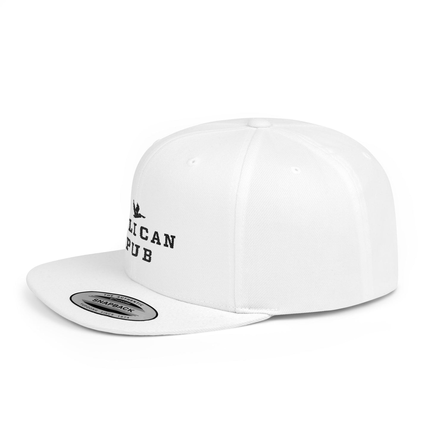 Pelican Pub logo Flat Bill Snapback - Embroidered Pelican Hat