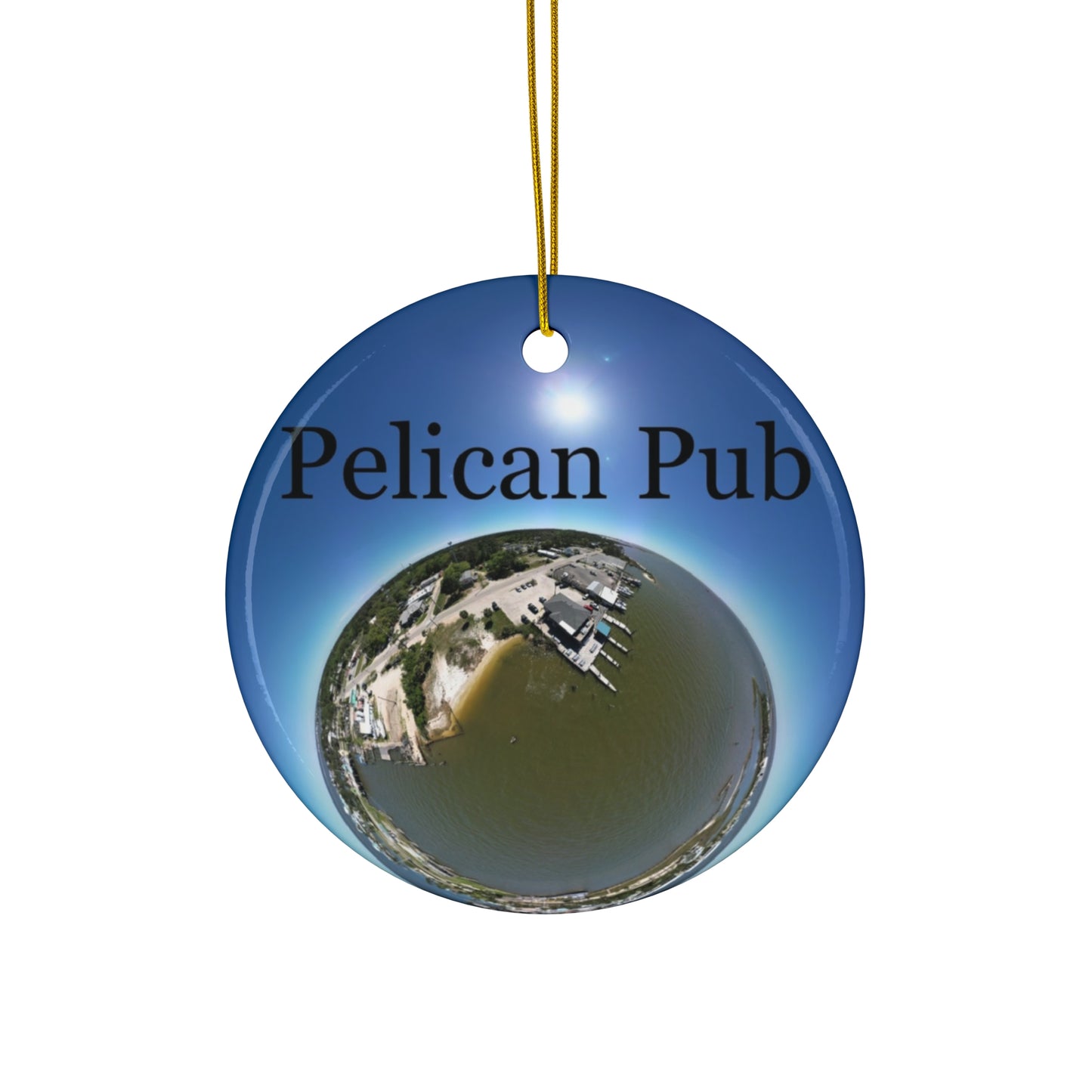 Pelican Pub Ceramic Ornament – Round Holiday Keepsake