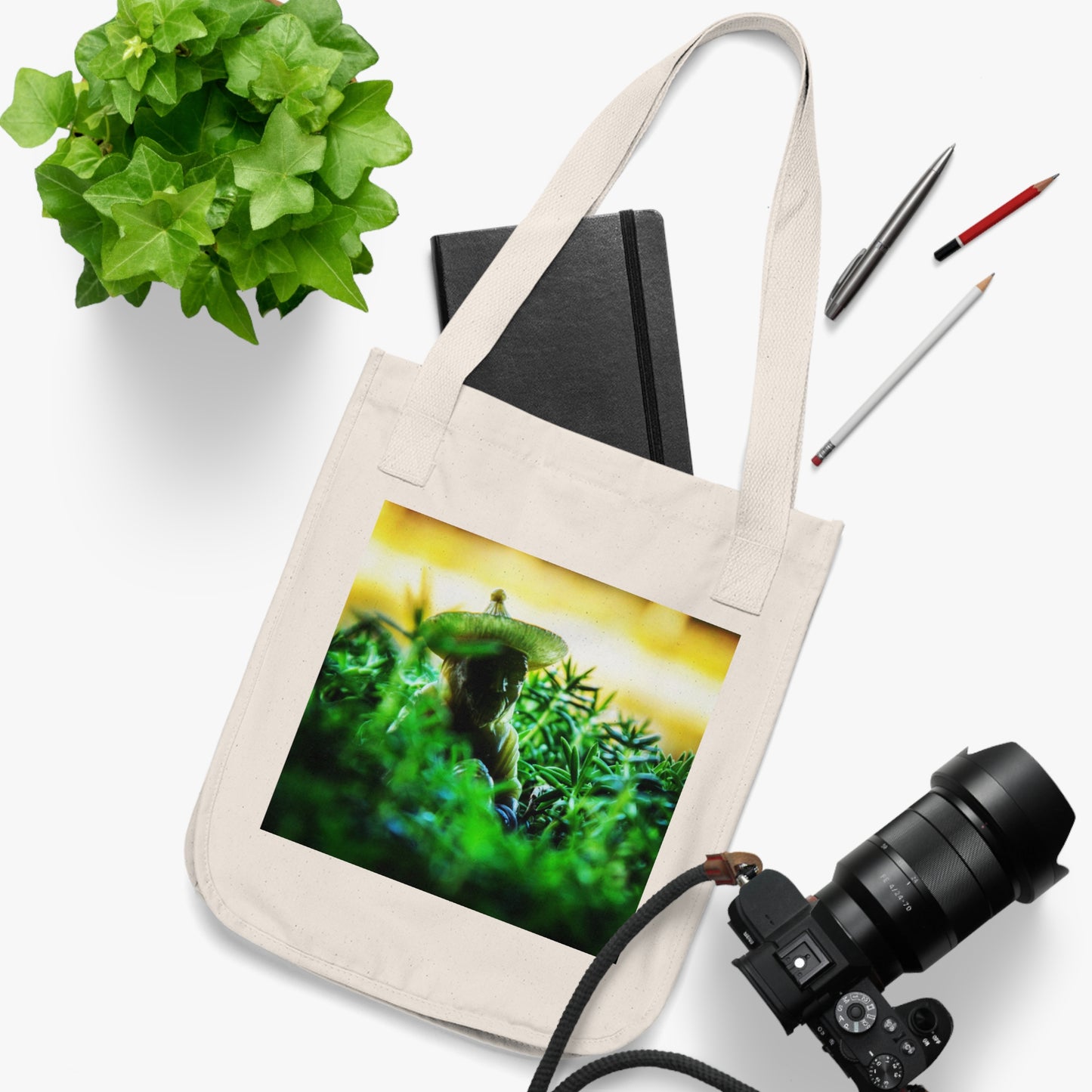 Buddha in Green --Organic Canvas Tote Bag