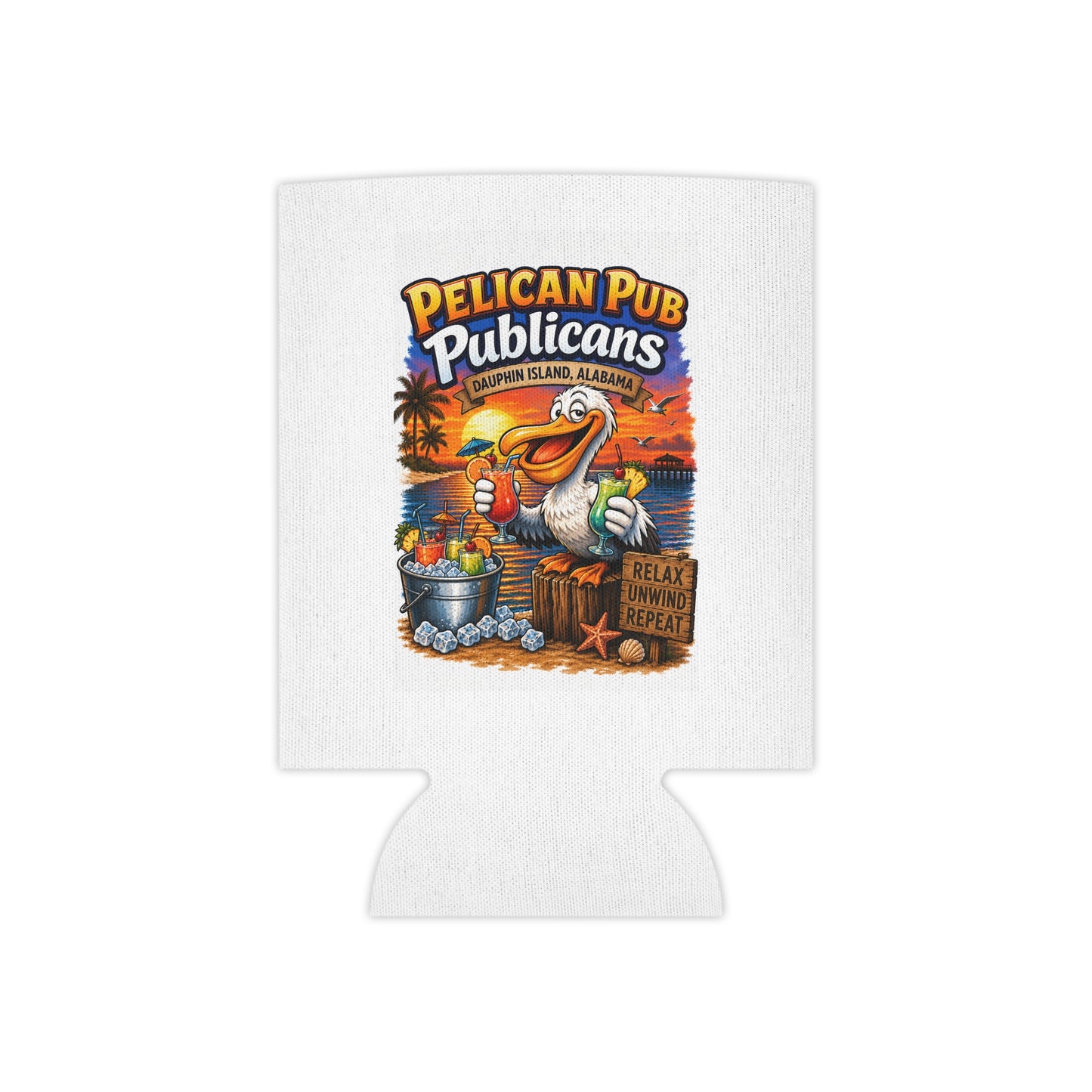 Pelican Pub Publicans Can Cooler | Beach Pelican Beverage Insulator