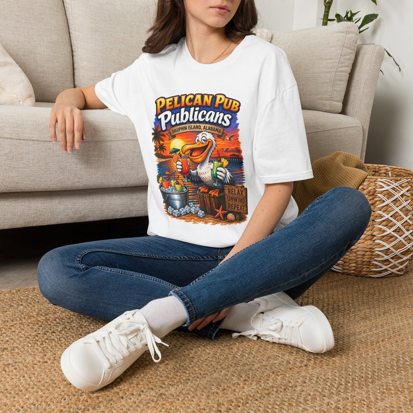 Pelican Pub Publicans T-Shirt | Dauphin Island Alabama Beach Bar Tee