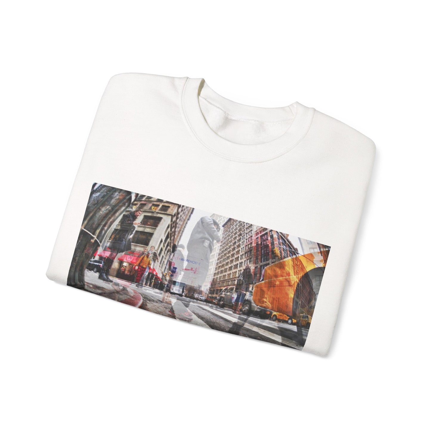 City Street Photo Crewneck Sweatshirt – Urban Rainy Day Graphic Sweatshirt