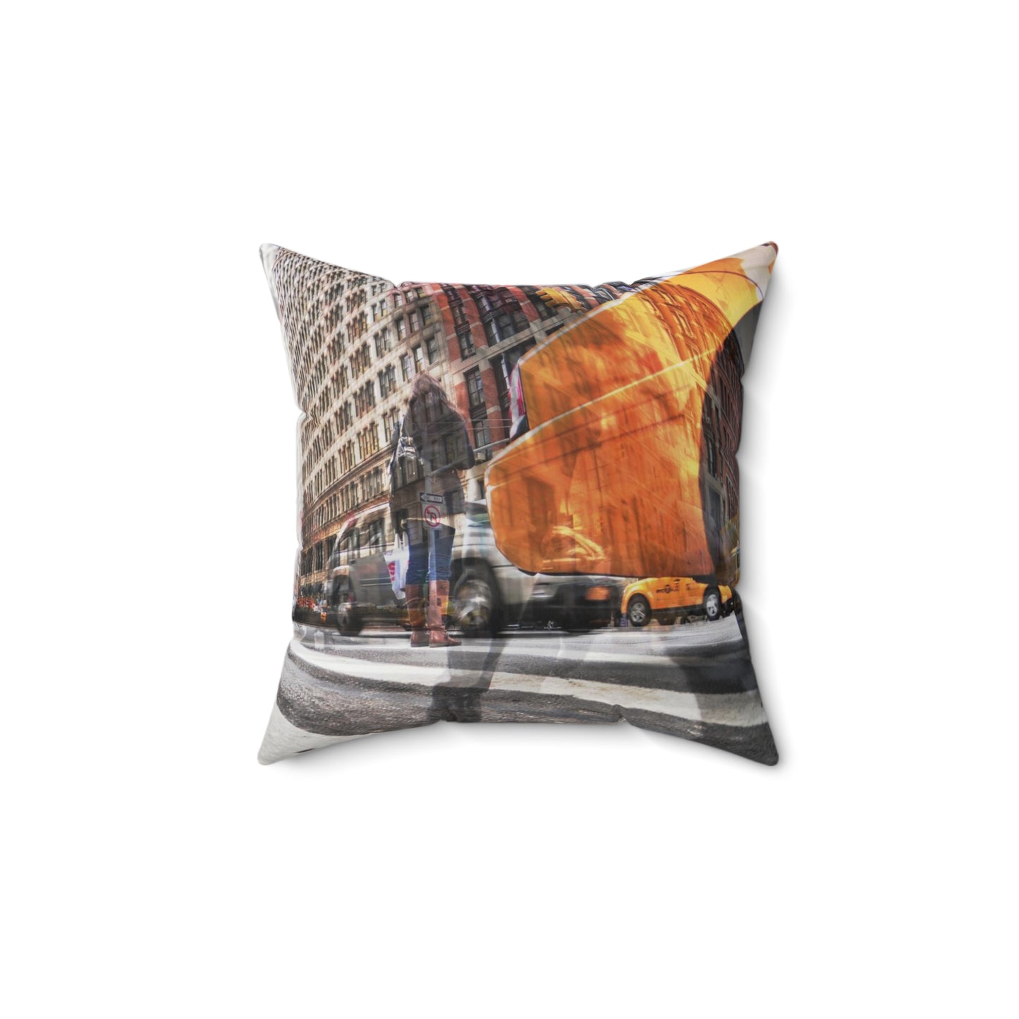 Urban Street Scene Decorative Pillow —  NYC City Crosswalk Photography Print