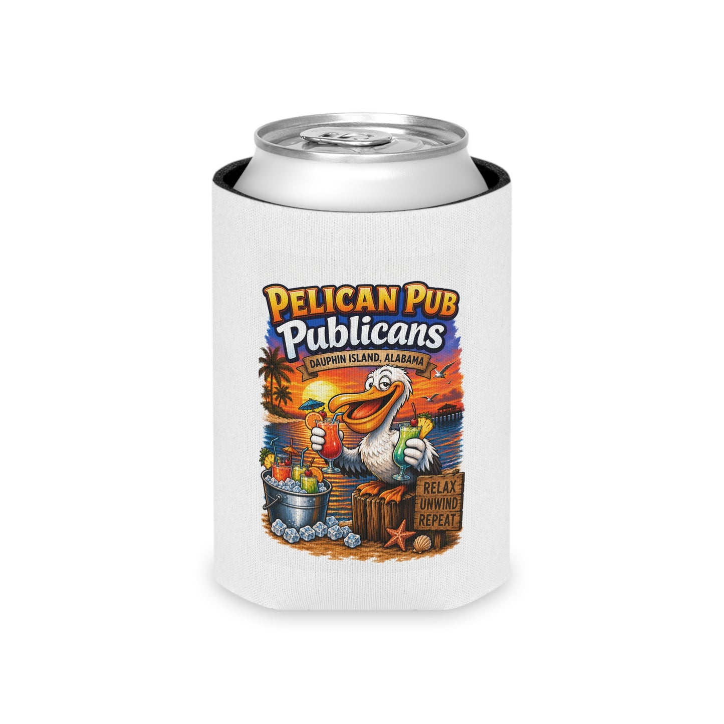 Pelican Pub Publicans Can Cooler | Beach Pelican Beverage Insulator