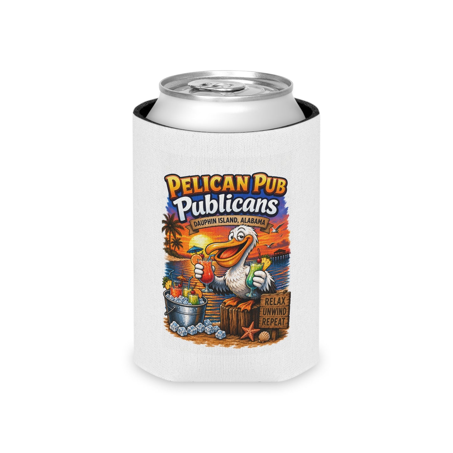 Pelican Pub Publicans Can Cooler | Beach Pelican Beverage Insulator