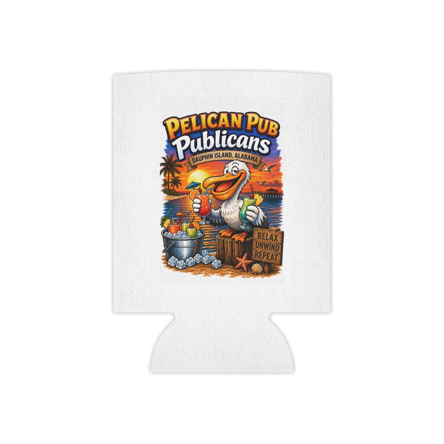 Pelican Pub Publicans Can Cooler | Beach Pelican Beverage Insulator