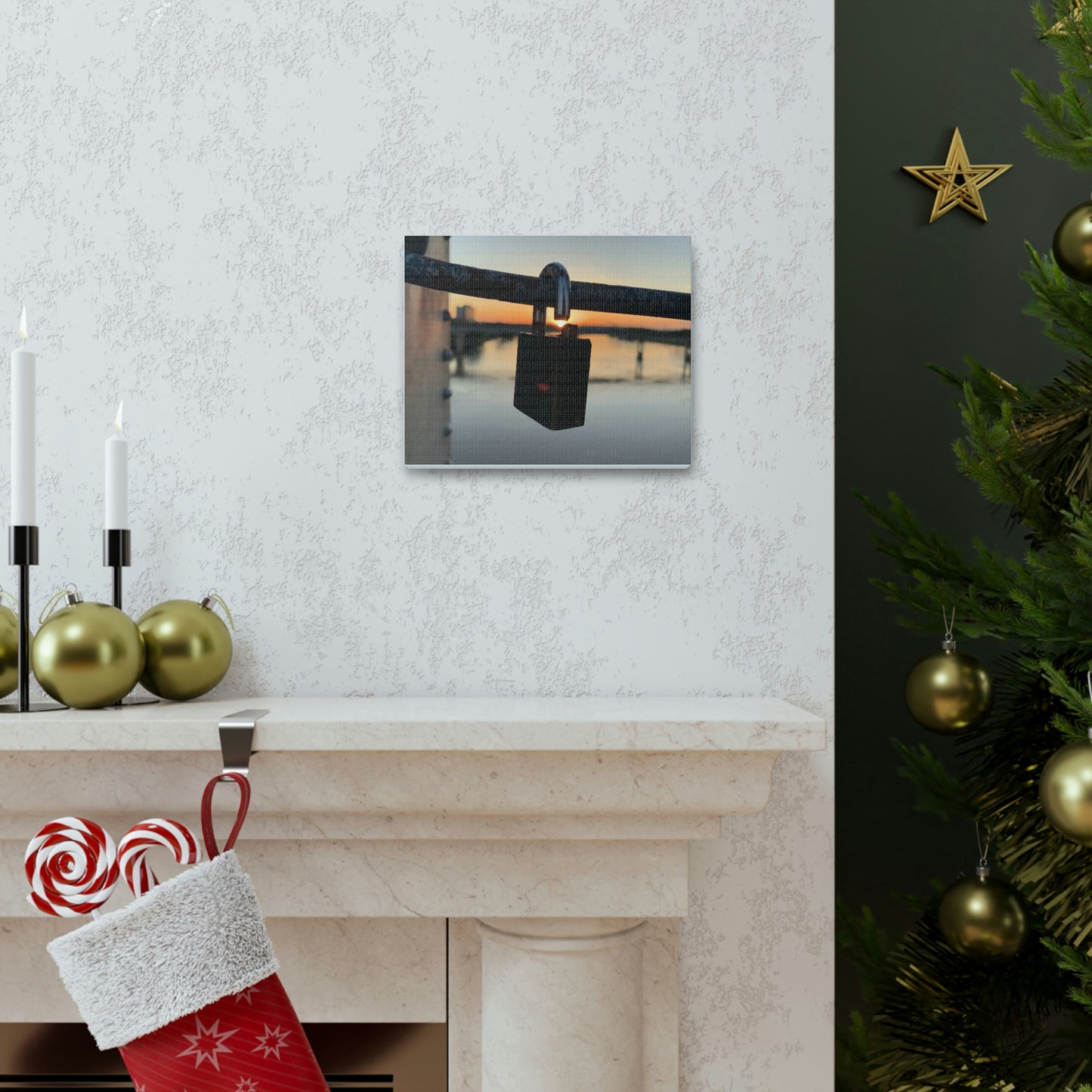 Lock and Sunset- Canvas Gallery Wraps