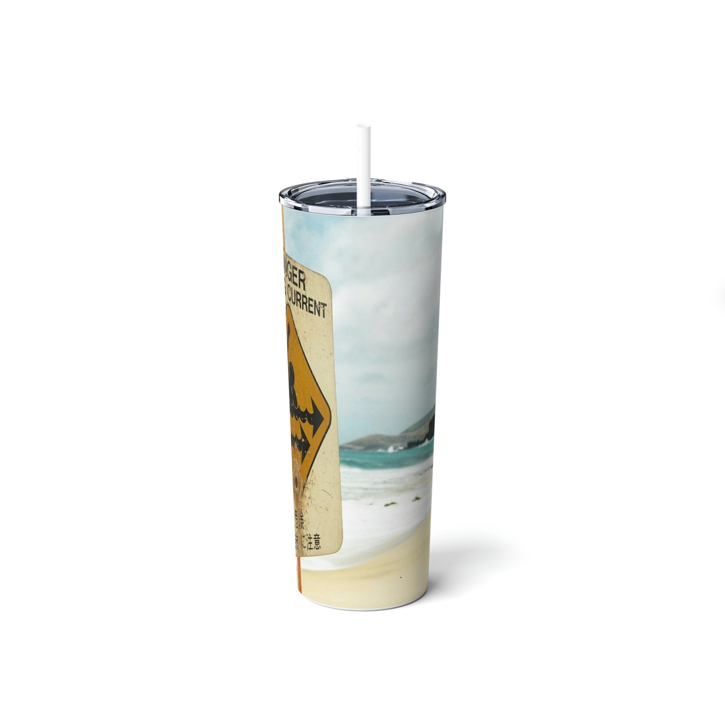 Danger Strong Current - Skinny Steel Tumbler with Straw, 20oz