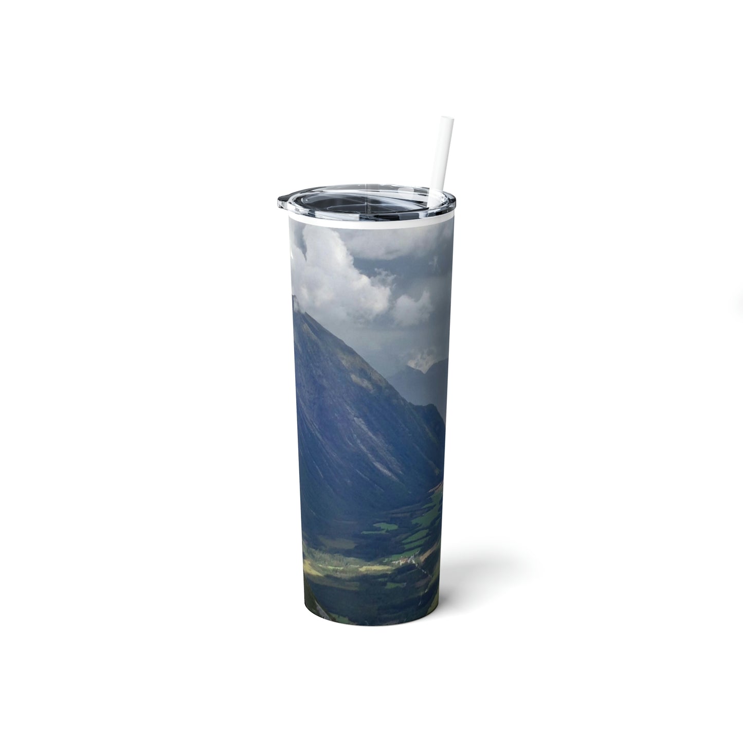 New Zealand Rainbow -Skinny Steel Tumbler with Straw, 20oz