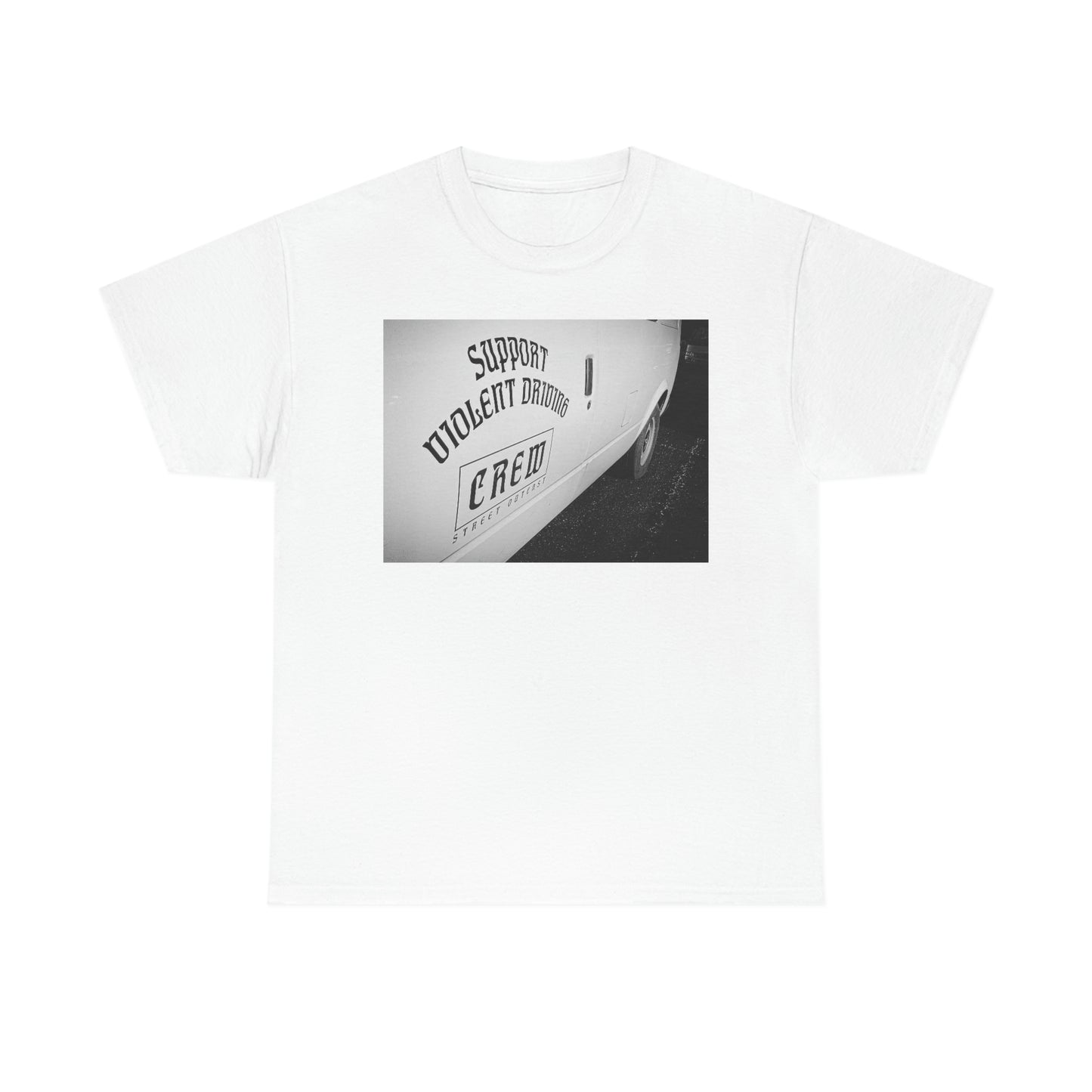 Support Violent Driving  CREW--Unisex Heavy Cotton Tee