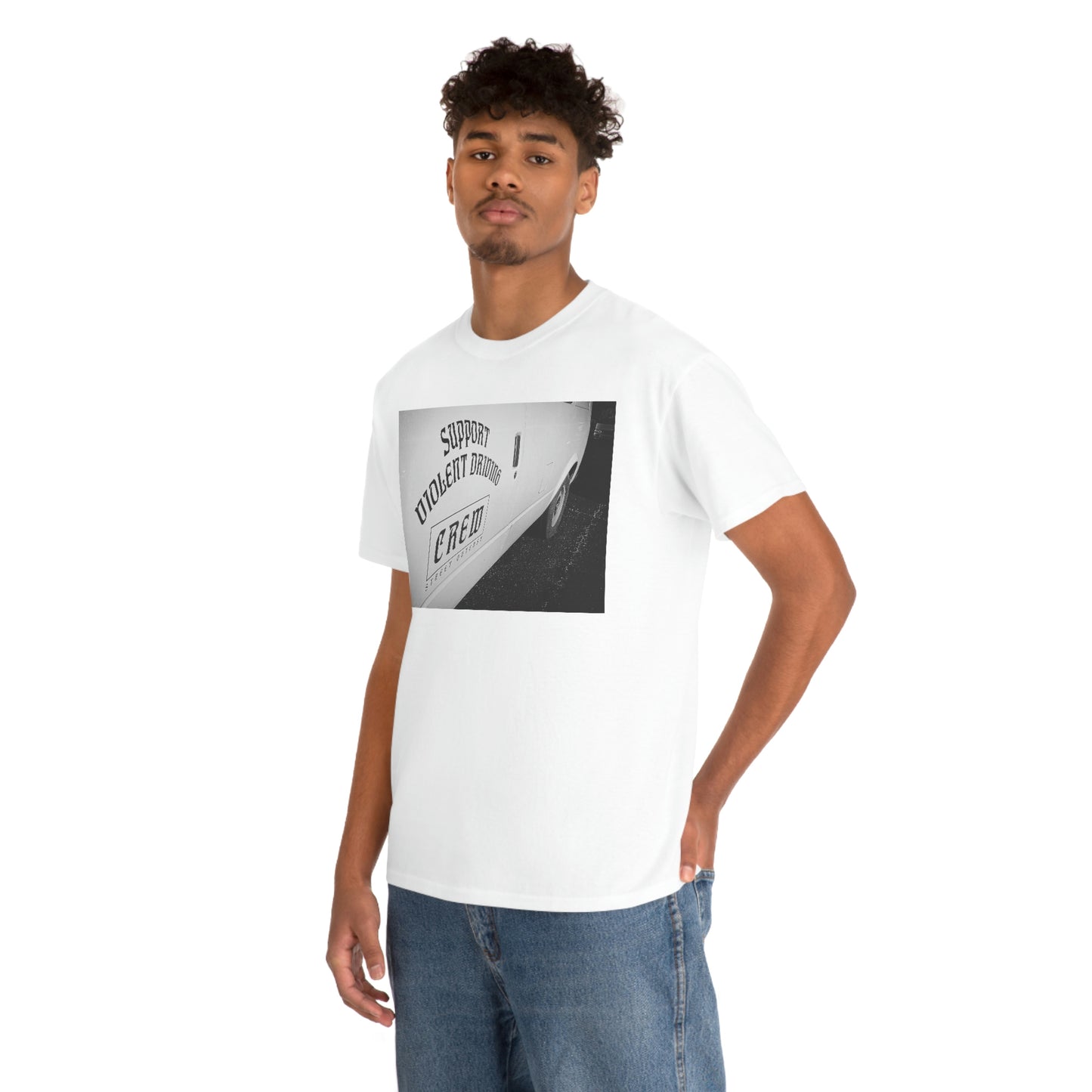Support Violent Driving  CREW--Unisex Heavy Cotton Tee
