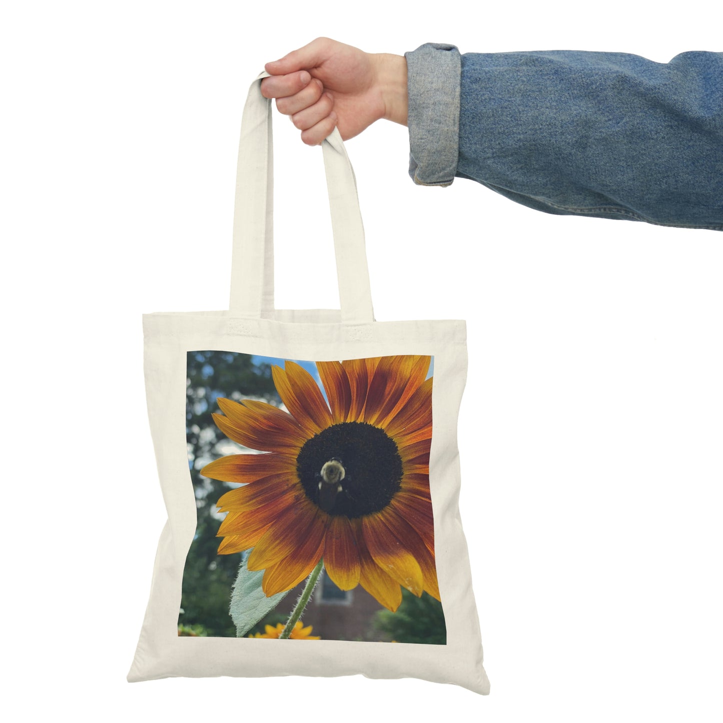 Sunflower and Bee- Natural Tote Bag