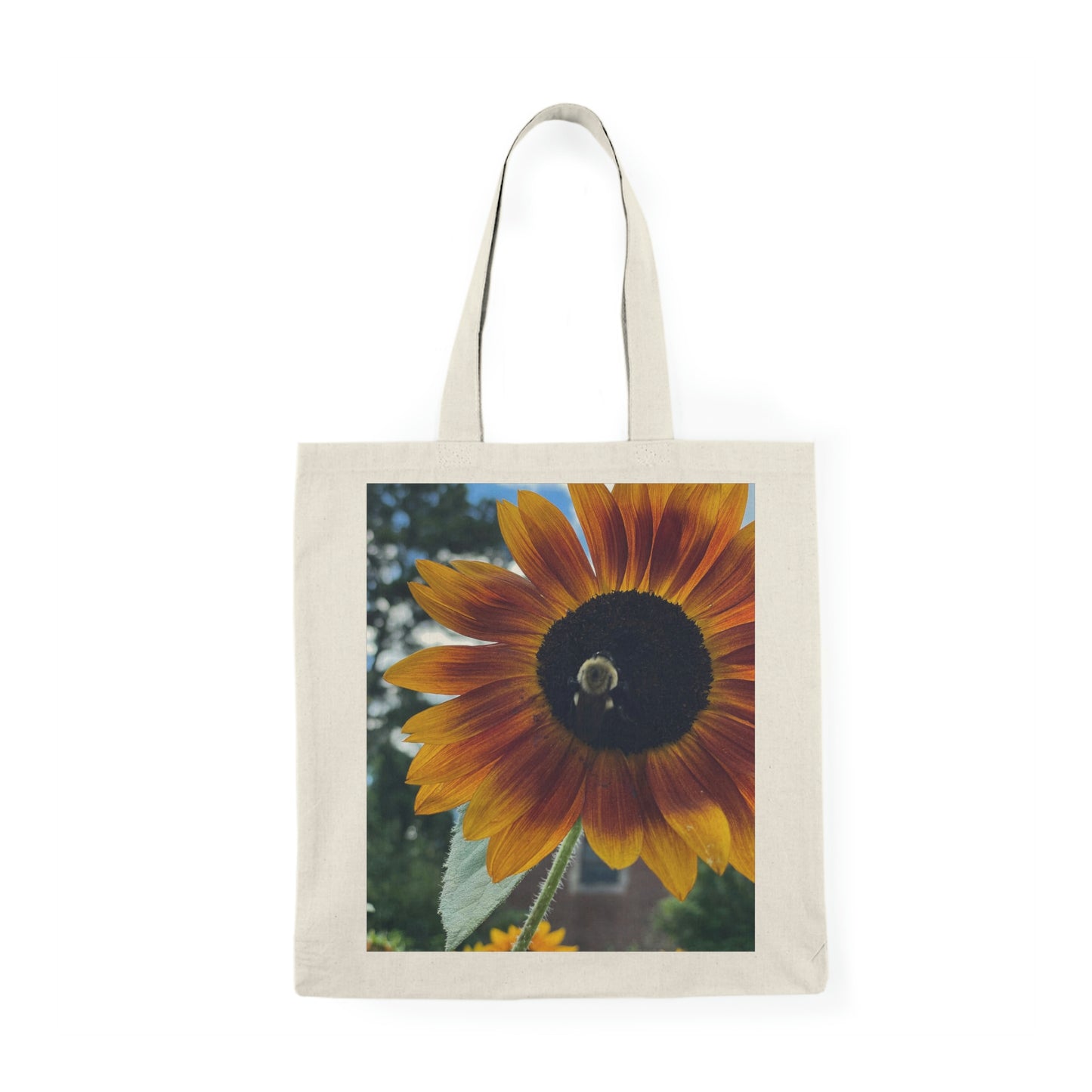Sunflower and Bee- Natural Tote Bag