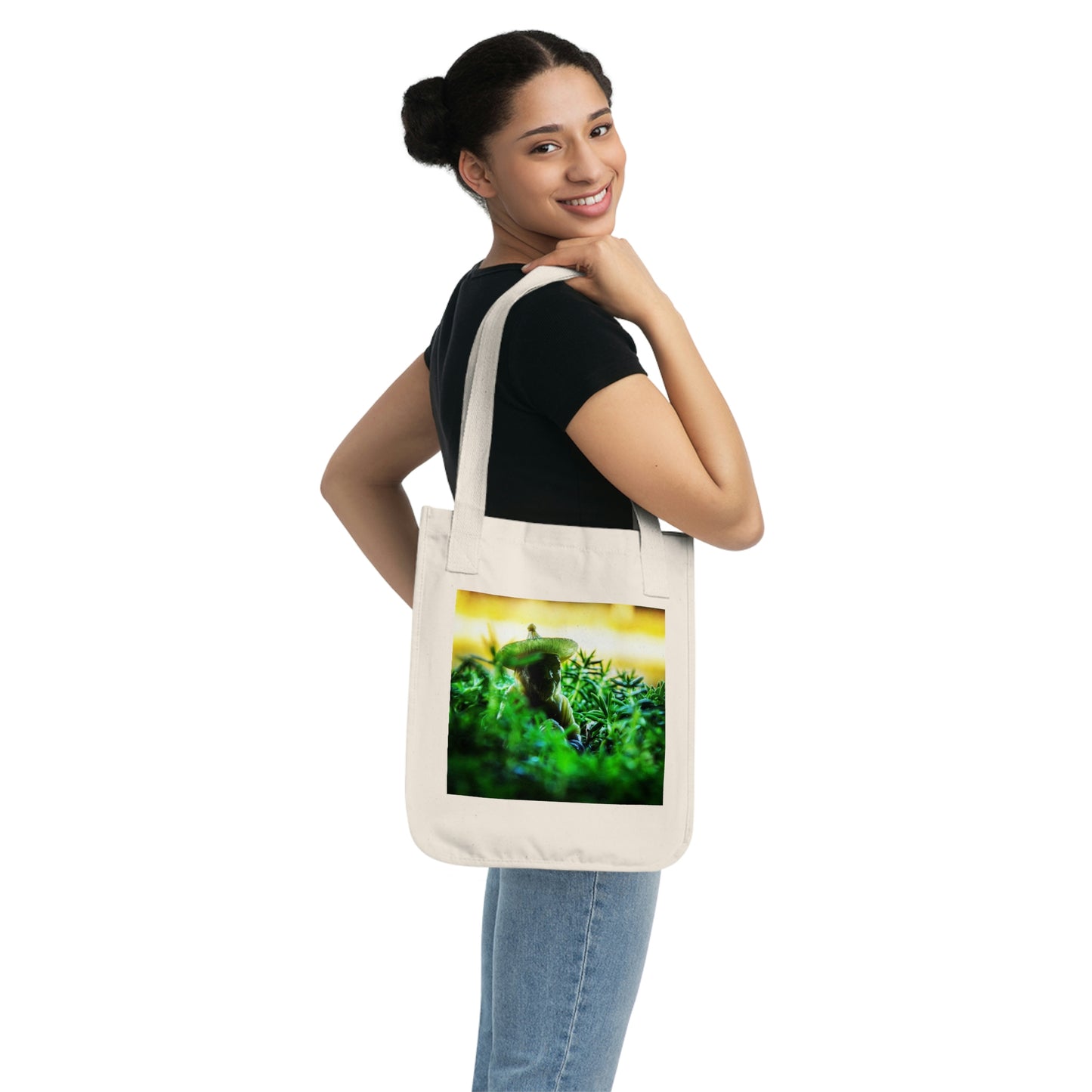 Buddha in Green --Organic Canvas Tote Bag