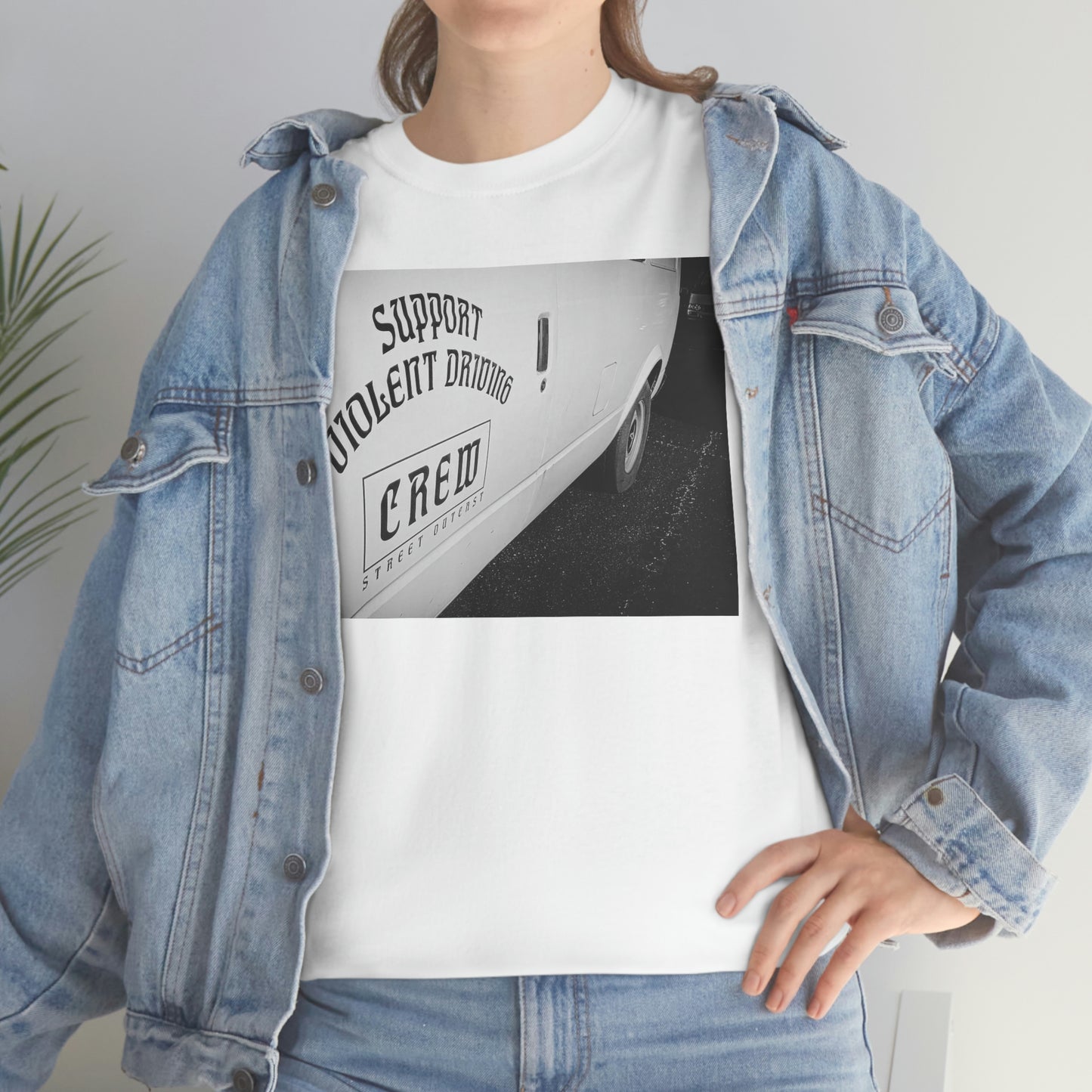 Support Violent Driving  CREW--Unisex Heavy Cotton Tee