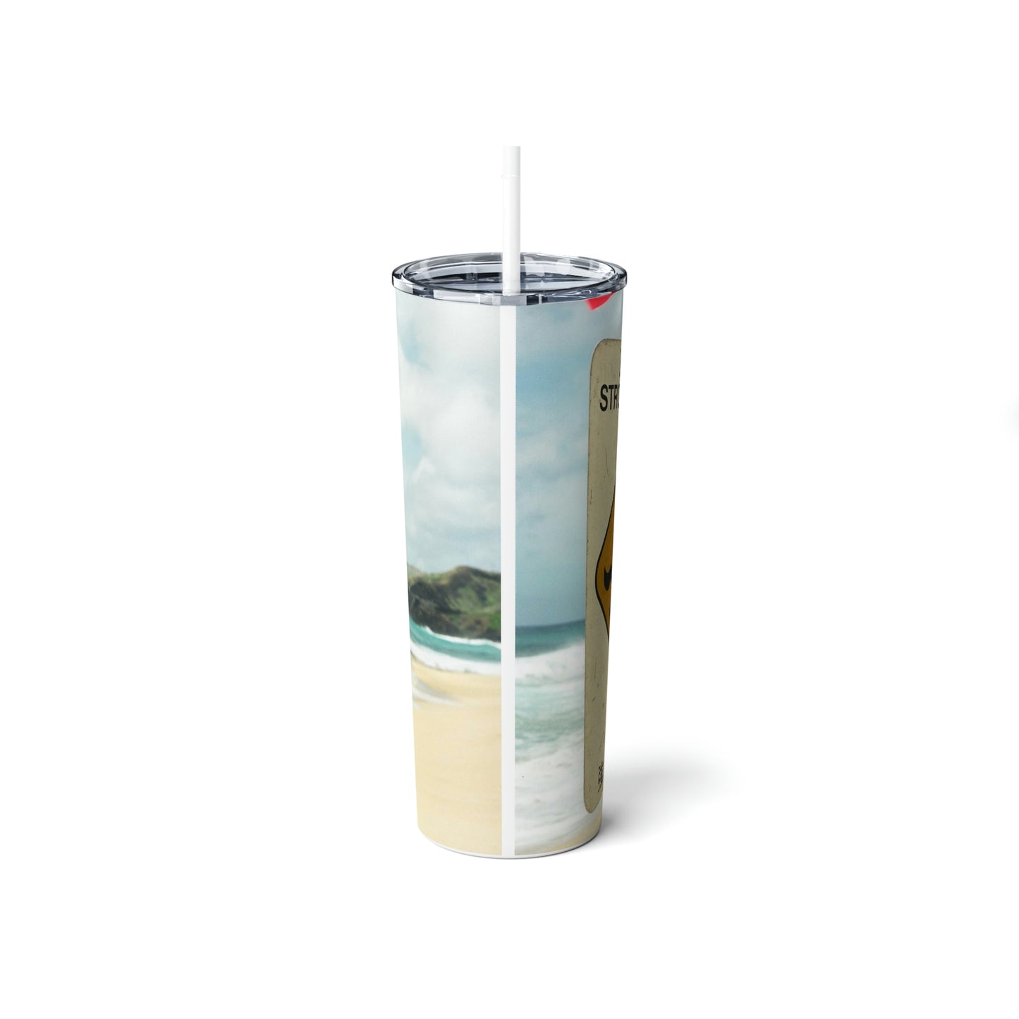 Danger Strong Current - Skinny Steel Tumbler with Straw, 20oz