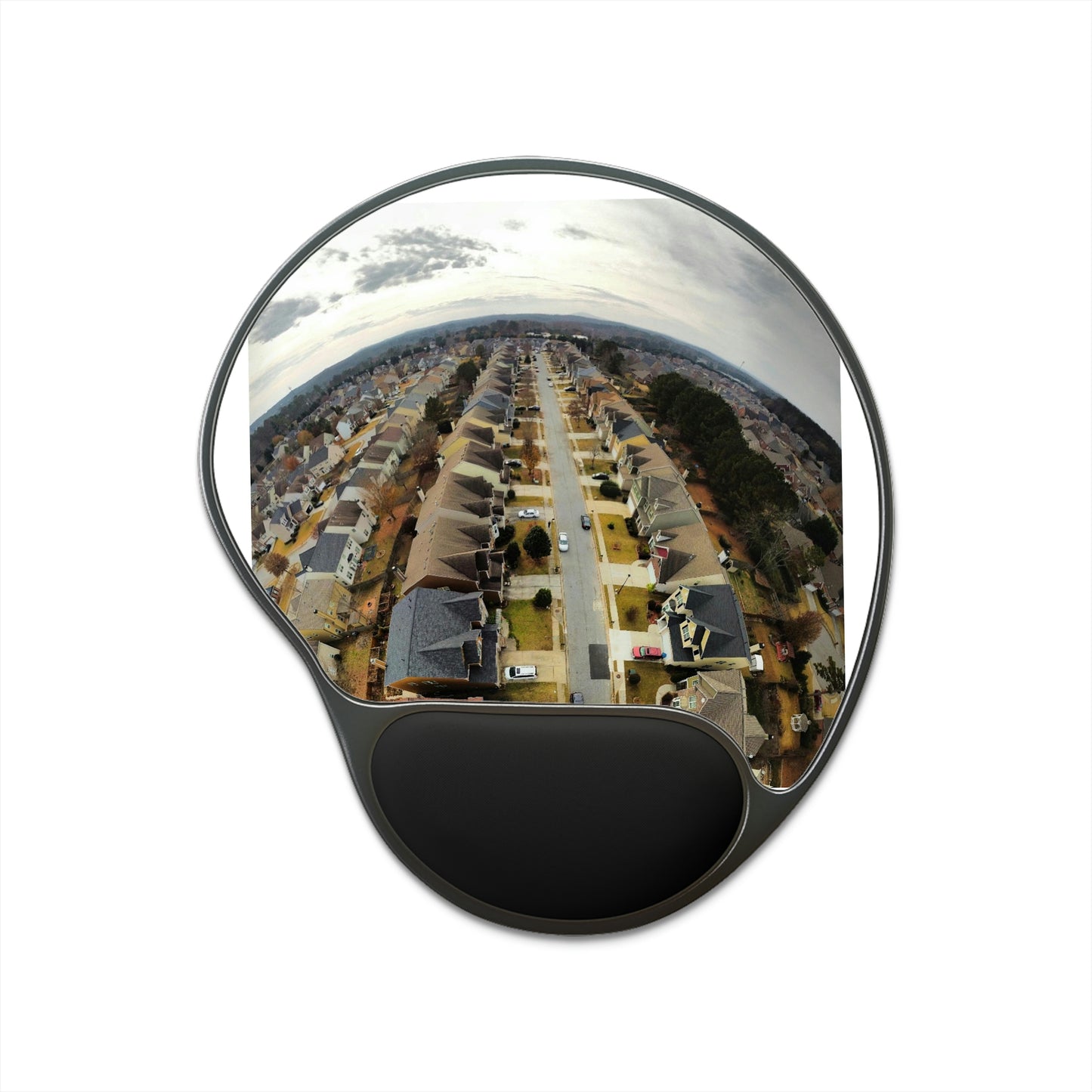 Suburban Life - round -Mouse Pad With Wrist Rest