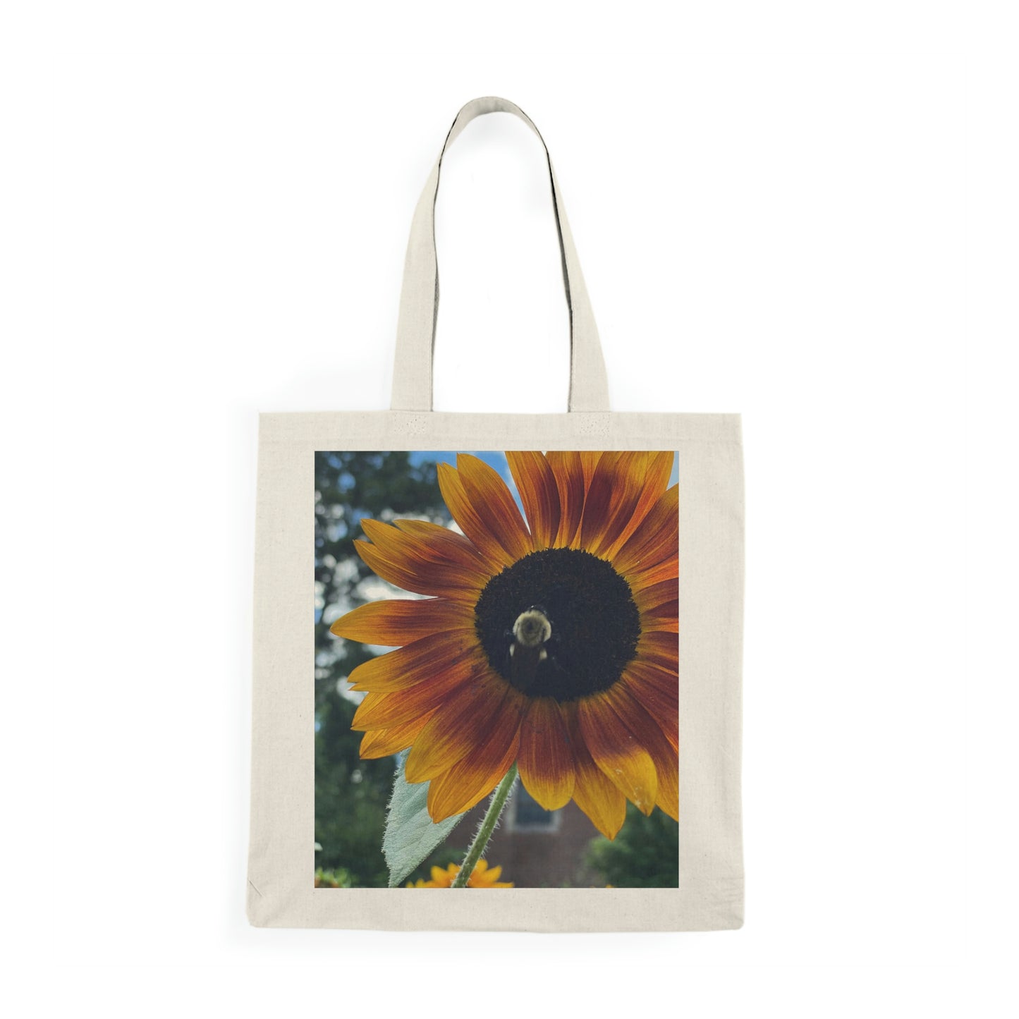 Sunflower and Bee- Natural Tote Bag
