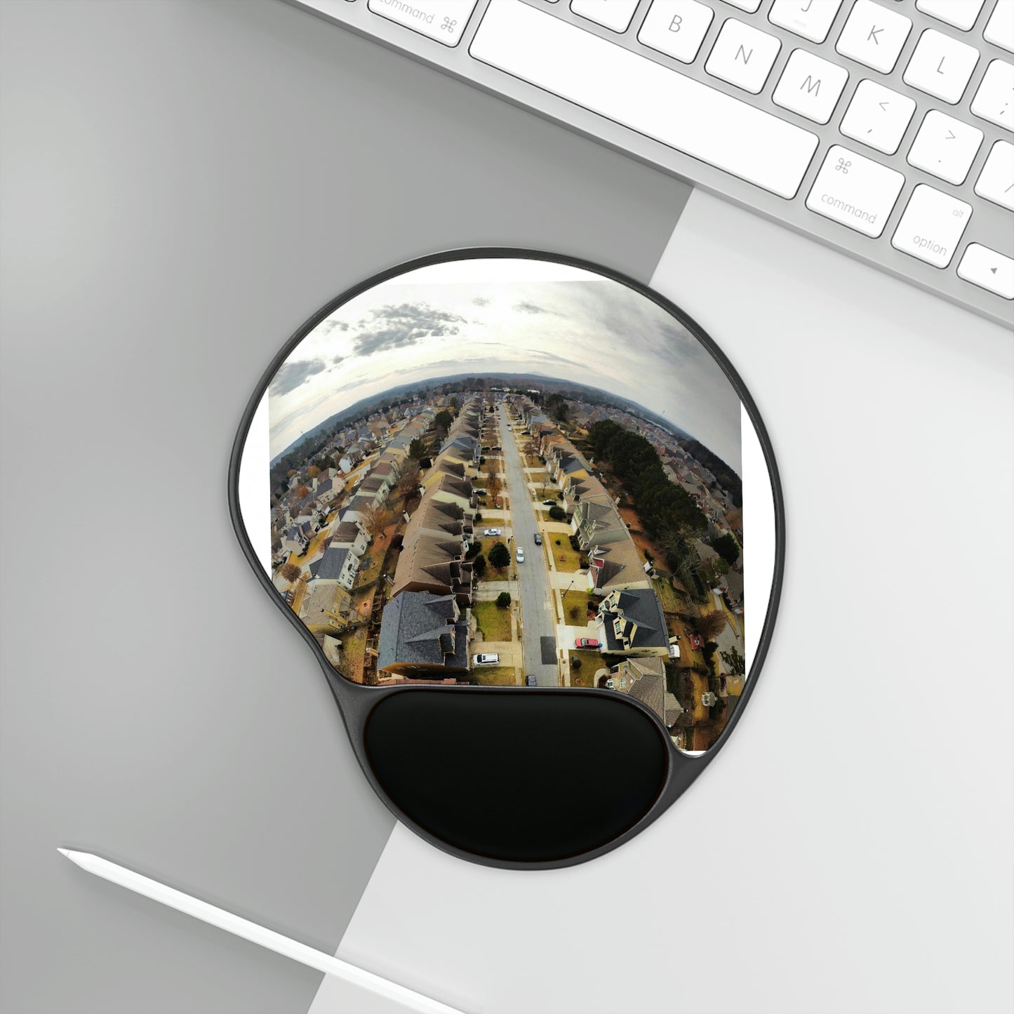 Suburban Life - round -Mouse Pad With Wrist Rest